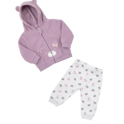 Mawi Completo jogging pile bimba lilla/grigio con cappuccio