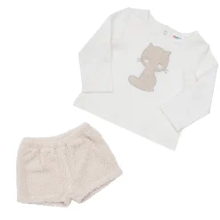 Mawi Completo maglia interlock + short morbidi bimba /beige