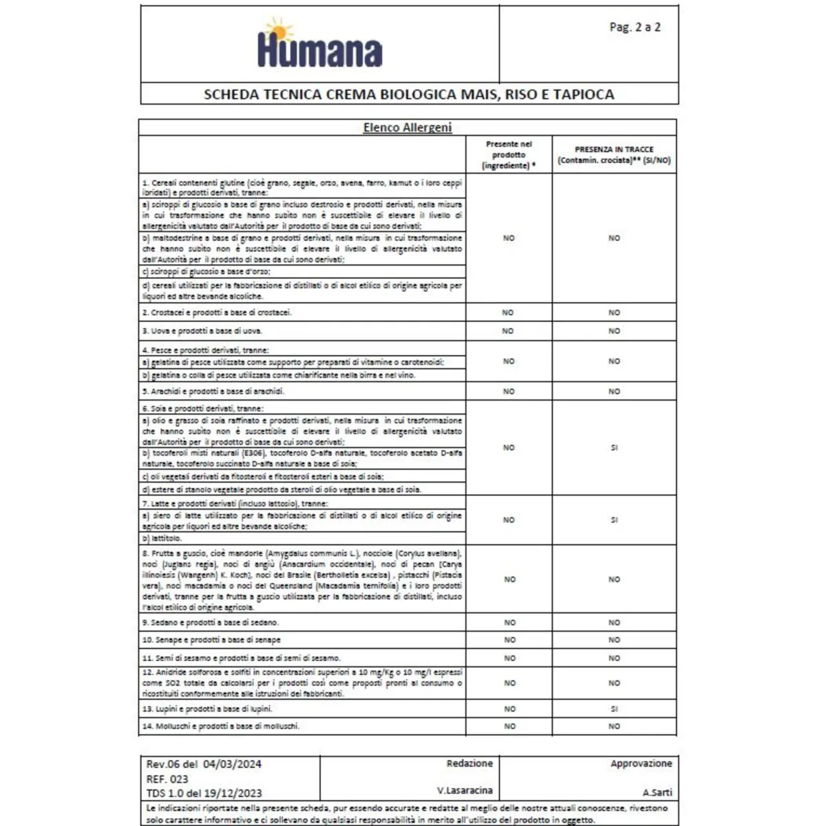 Humana Crema biologica mais riso tapioca 200g –