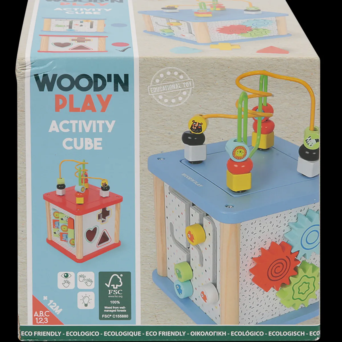 Wood 'n' play Cubo multiattività – esplorazione tattile e visiva