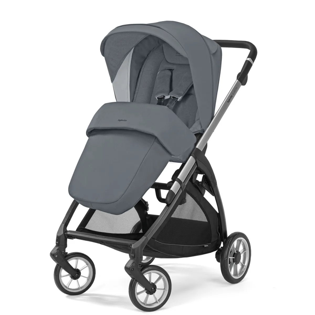 Inglesina Electa system quattro colore union grey con telaio silver black e seggiolino darwin infant recline –