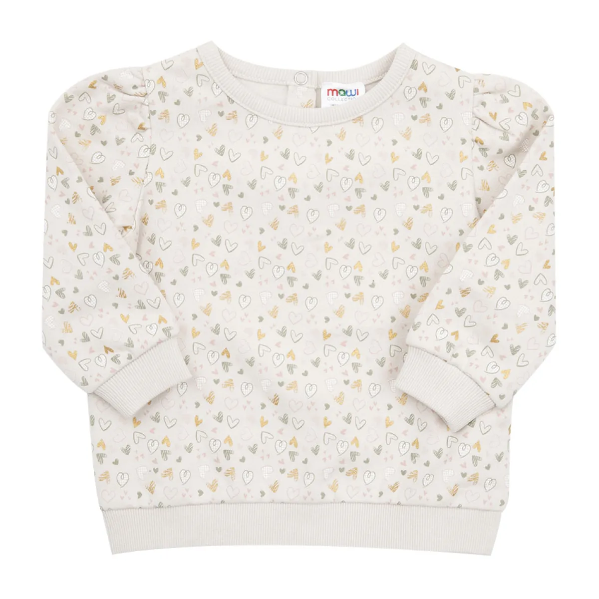 Mawi Felpa bimba beige stampa “cuoricini”