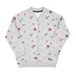 Mawi Felpa con zip bimbo grigia stampata
