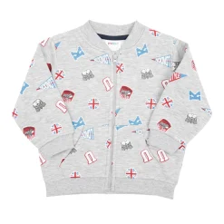 Mawi Felpa con zip bimbo grigia stampata