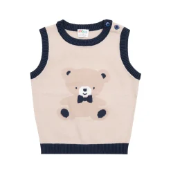 Mawi Gilet tricot bimbo panna intarsio orsetto