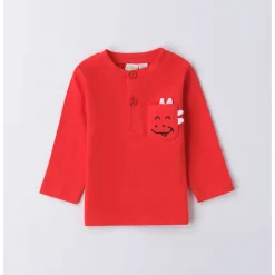 IDO Girocollo ml rossa con taschino dino