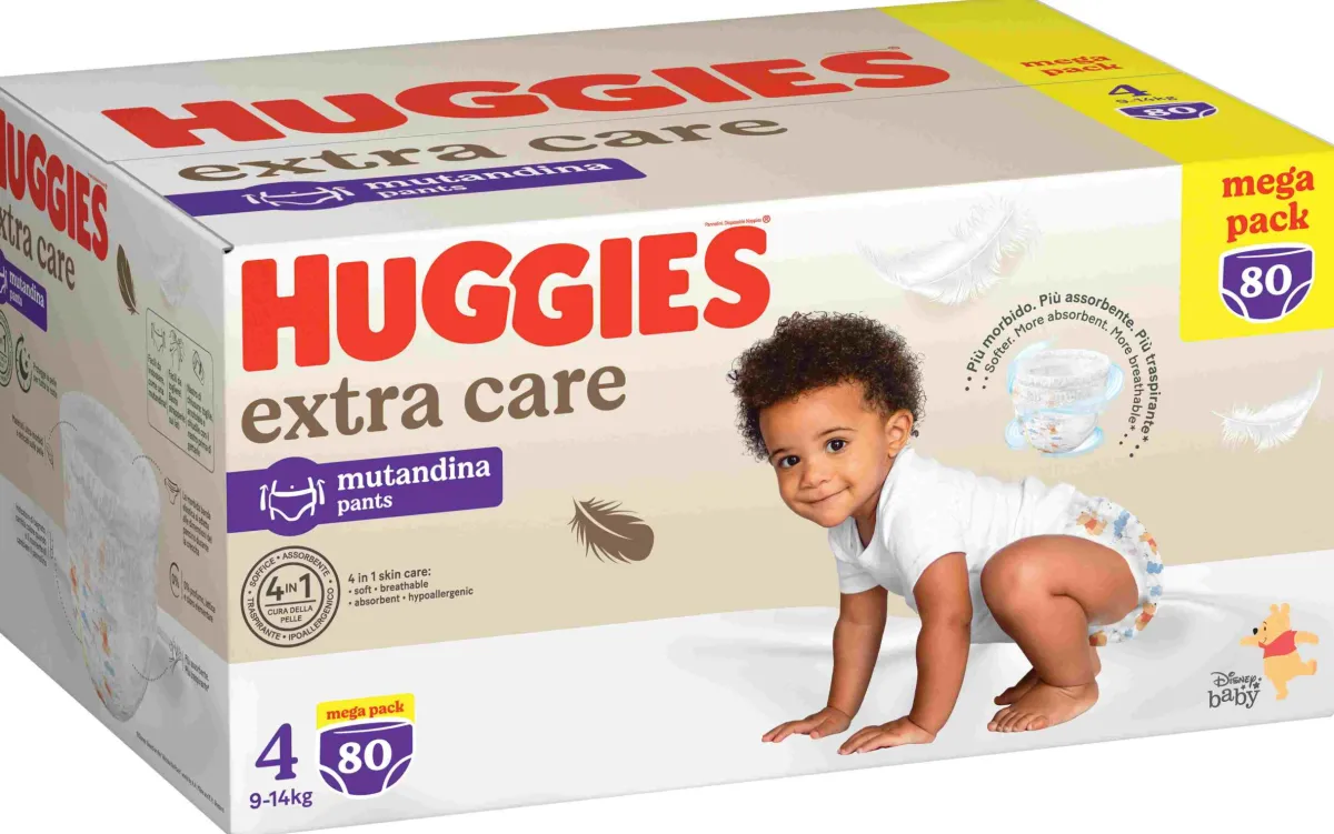 Huggies extra care mutandina unisex mega pack tg.4 80 pezzi