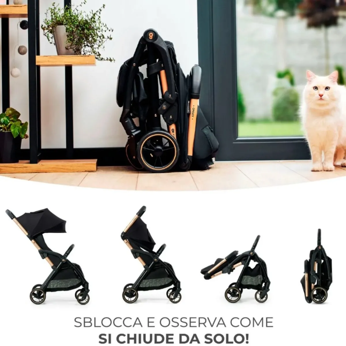 KinderKraft passeggino leggero apino raven black