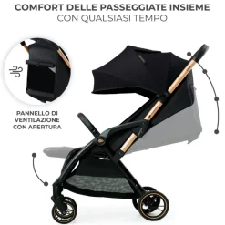 KinderKraft passeggino leggero apino raven black