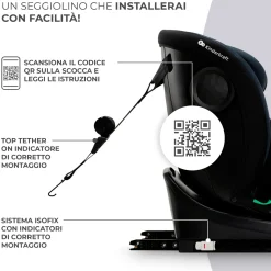 KinderKraft seggiolino auto i-grow i-size black 40-150cm con base girevole