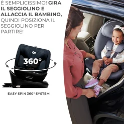 KinderKraft seggiolino auto i-grow i-size black 40-150cm con base girevole
