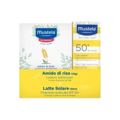 Mustela Latte solare protezione molto alta spf50+ 100ml + amido di riso 120gr –