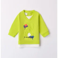 Mignolo Maglia felpa lime con orsetto