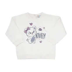 Mawi Maglia french terry manica lunga bimba bianca stampa “orsetto”