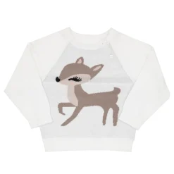 Mawi Maglia tricot raglan bimba panna con intarso