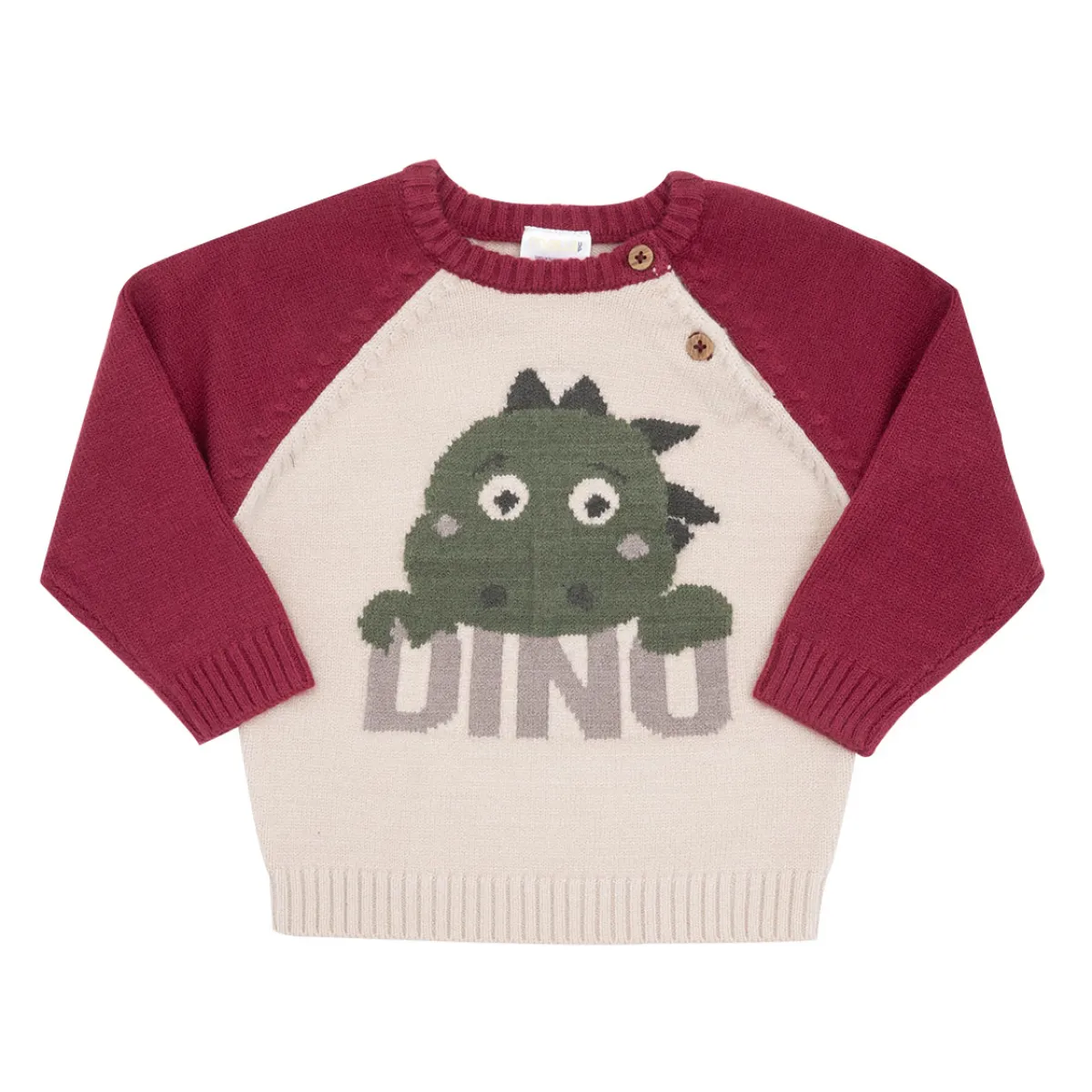 Mawi Maglione tricot bimbo bordeaux/beige “dino”