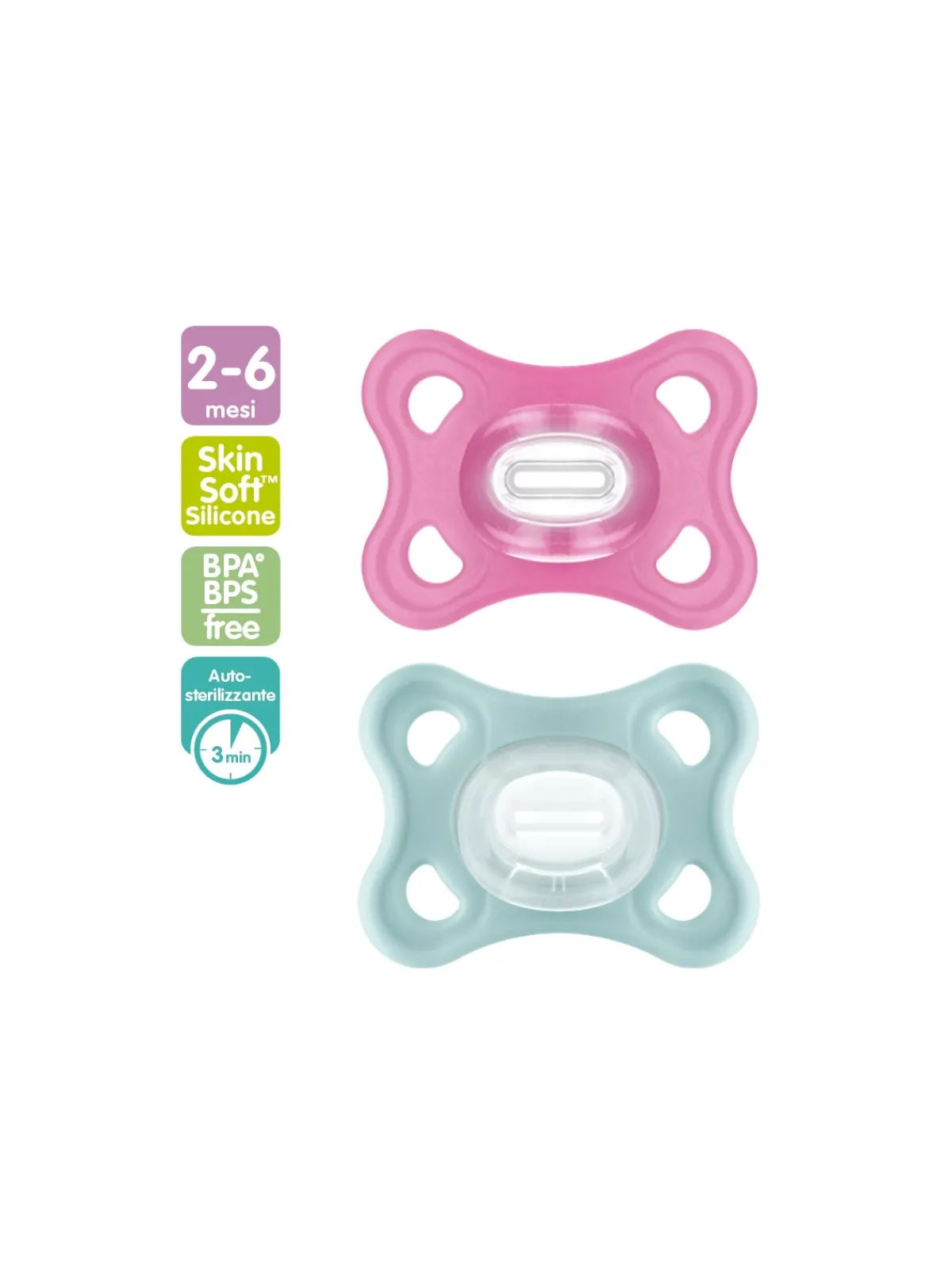 Mam 2 pz succhietti comfort 2-6m silicone, femmina