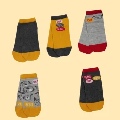 Mawi pack x5 calza corta scritte e cani