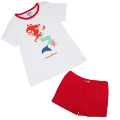 Mawi pigiama 2 pezzi e bianco con stampa sirena