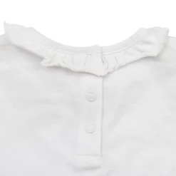 Mawi t-shirt jer con frill al collo e ricamo
