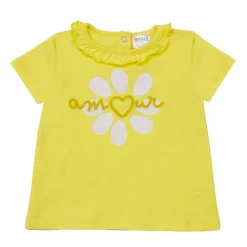 Mawi t-shirt jer con frill al collo e ricamo