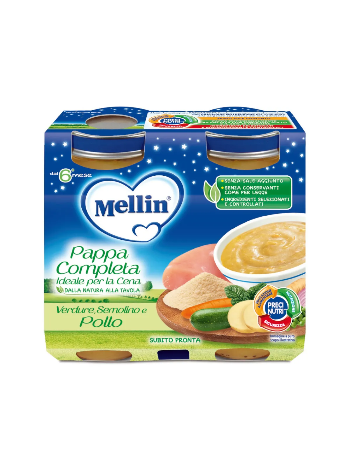 Mellin cena completa pollo semolino verdura 2×200 gr