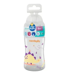 Neo Baby Neobaby biberon plastica collo largo silicone 150ml flusso lento arancione 0m+