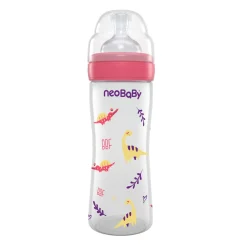 Neo Baby Neobaby biberon plastica collo largo silicone 250ml flusso regolabile rosa 2m+