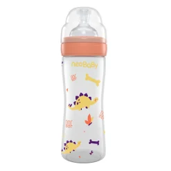 Neo Baby Neobaby biberon plastica collo largo silicone 250ml flusso regolabile arancione 2m+