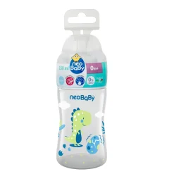 Neo Baby Neobaby biberon plastica collo largo silicone 150ml flusso lento blu 0m+