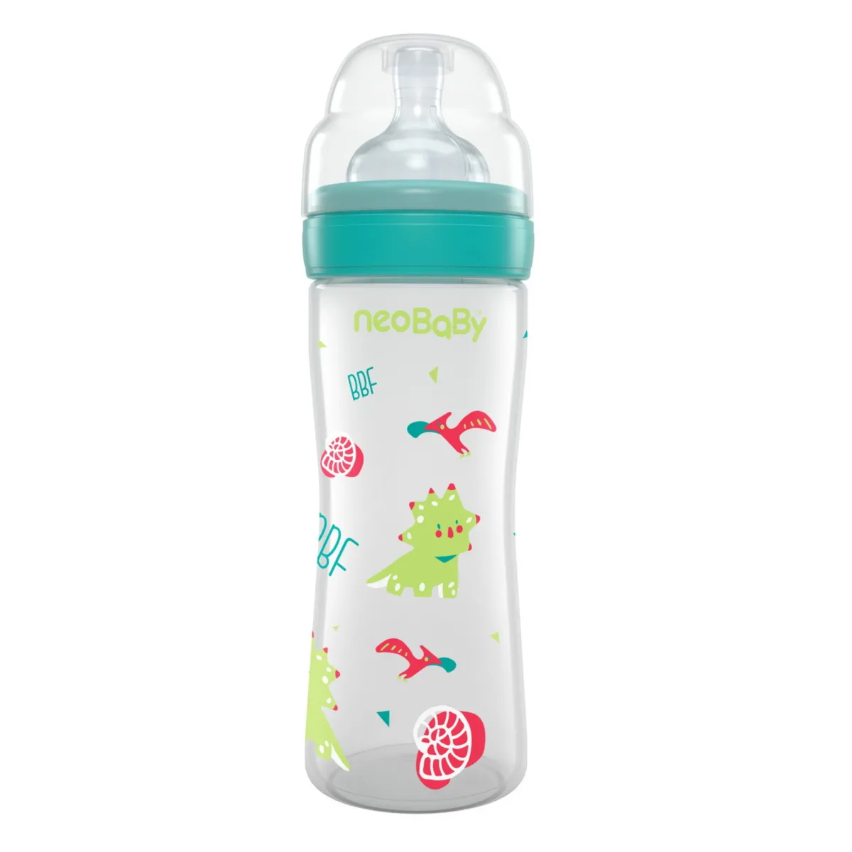 Neo Baby Neobaby biberon plastica collo largo silicone 250ml flusso regolabile verde 2m+