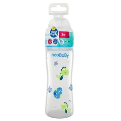 Neo Baby Neobaby biberon plastica collo largo silicone 250ml flusso regolabile blu 2m+