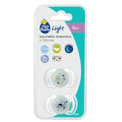Neo Baby Neobaby succhietto anatomico silicone mini 0m+ glow 2pz