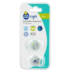 Neo Baby Neobaby succhietto anatomico silicone medio 6m+ glow 2pz