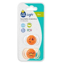 Neo Baby Neobaby succhietto anatomico silicone medio 6m+ arancione 2pz