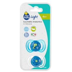 Neo Baby Neobaby succhietto anatomico silicone medio 6m+ blu 2pz