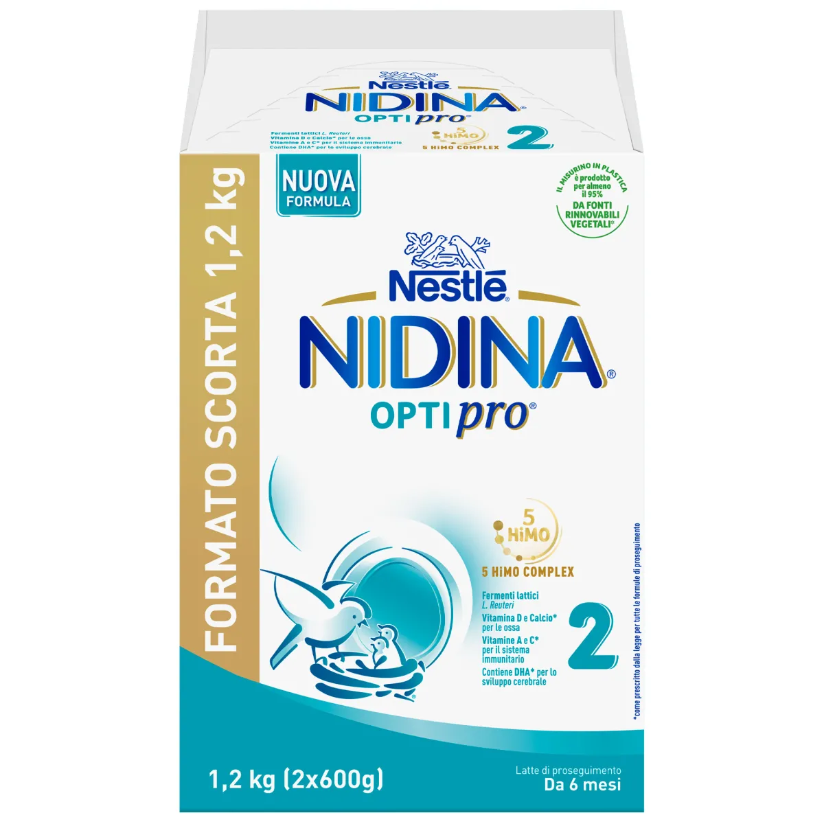 NESTLE' Nidina optipro 2 da 6 mesi, latte di proseguimento in polvere, 1,2 kg (2x600g) – nestlé