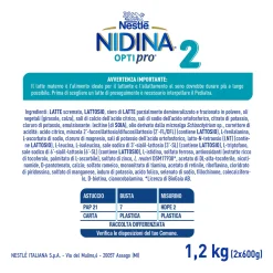 NESTLE' Nidina optipro 2 da 6 mesi, latte di proseguimento in polvere, 1,2 kg (2x600g) – nestlé