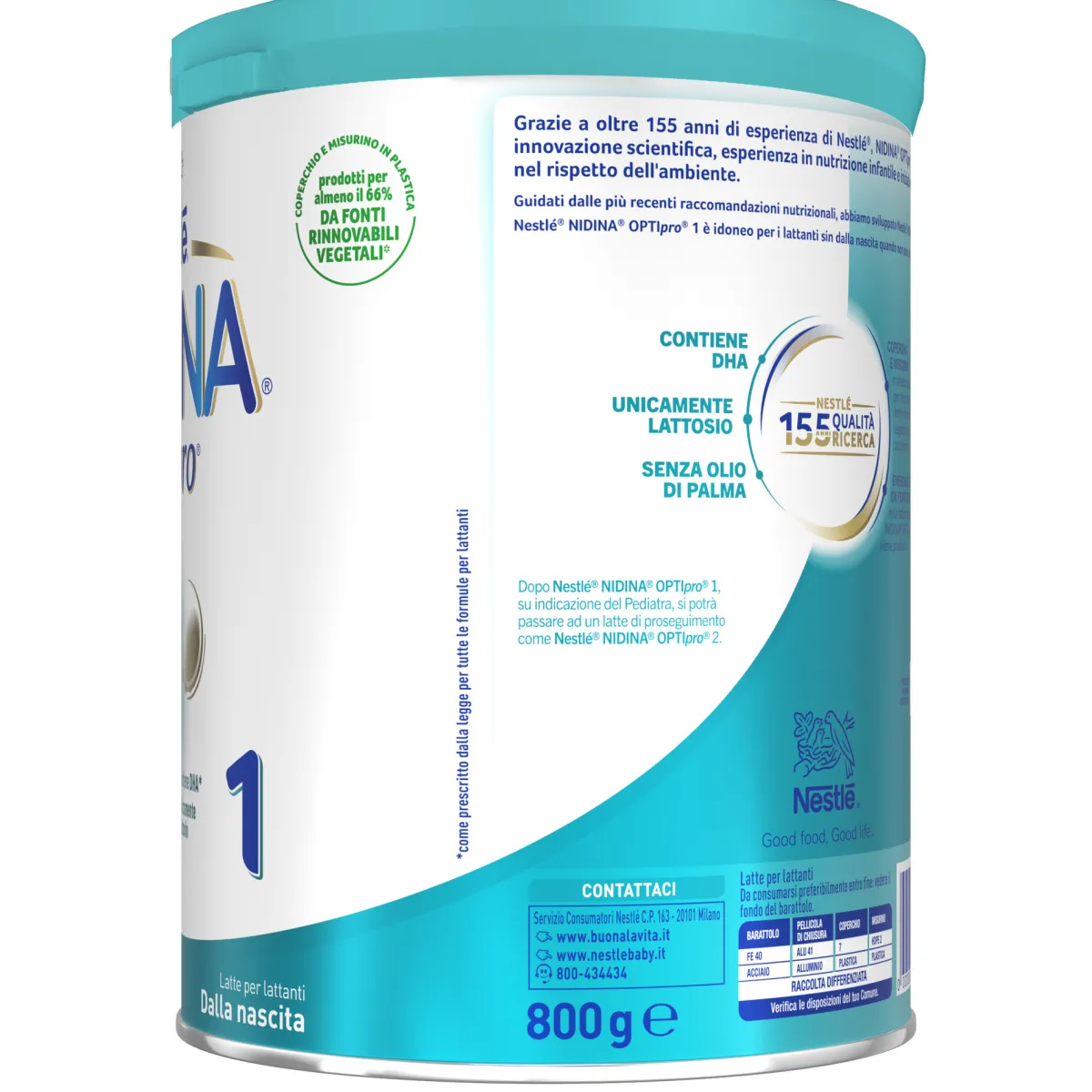 NESTLE' Nidina optipro 1 dalla nascita latte per lattanti in polvere 800g – nestlé