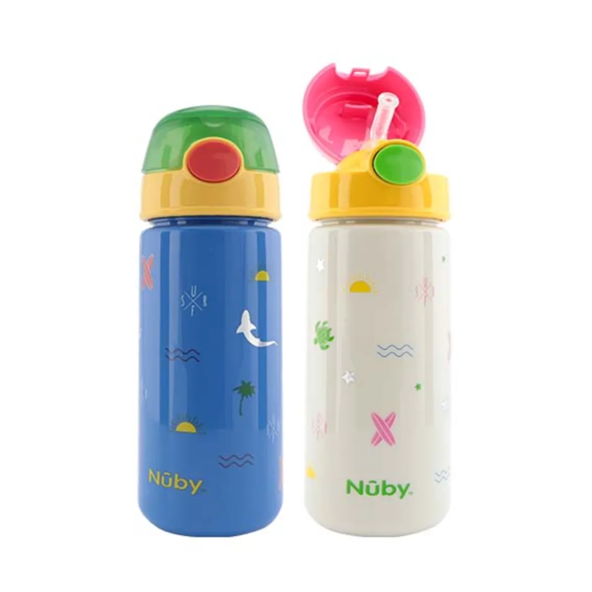 Nuby tazza assortita a pressione con cannuccia morbida – 540ml