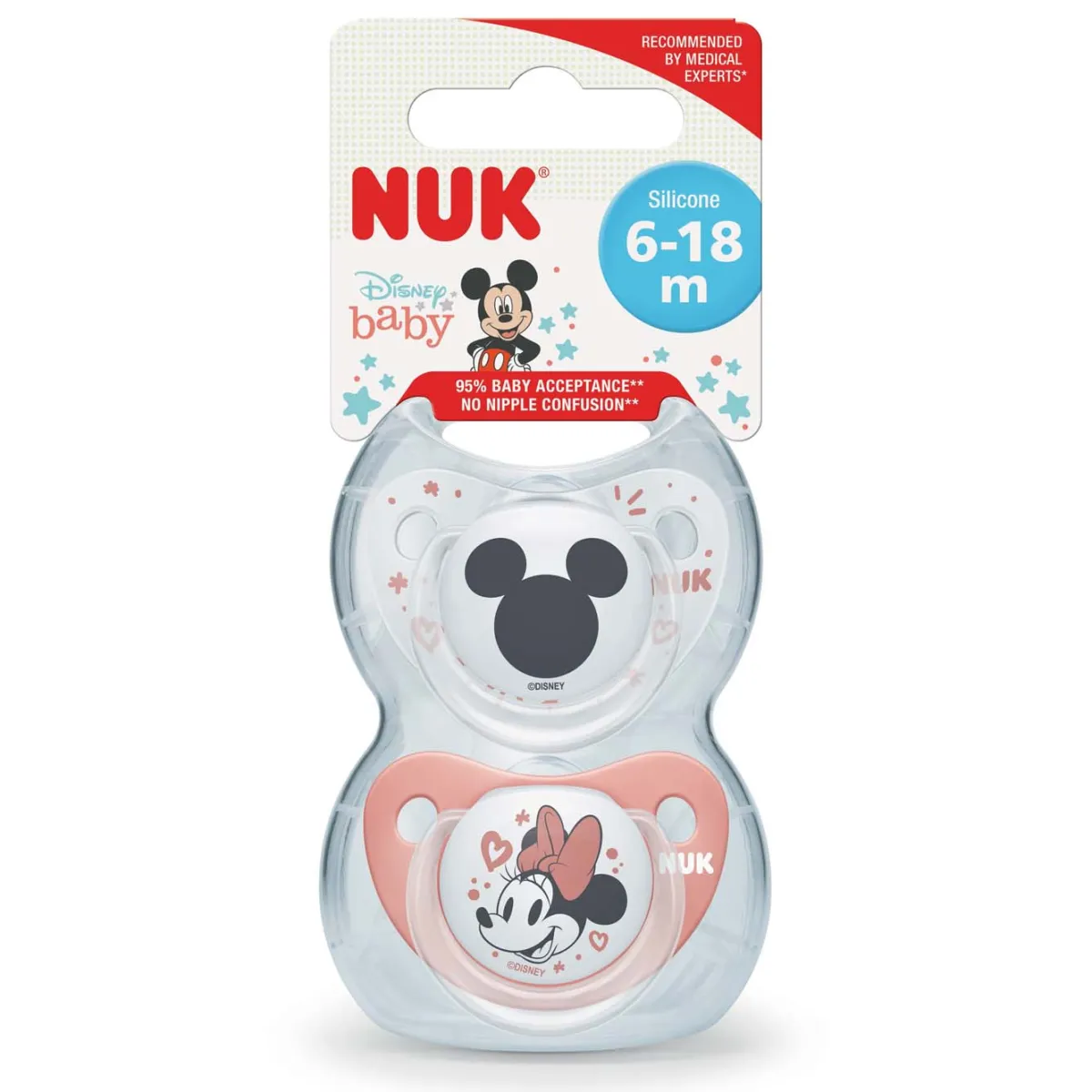 Nuk succhietto tl disney minnie_red_silicone 6–18 2pz