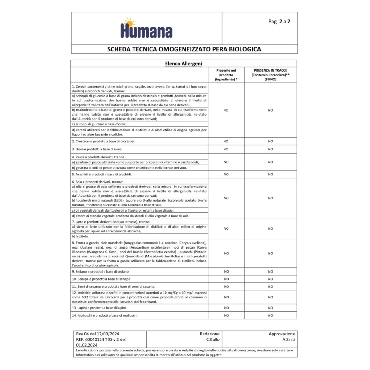 Humana Omogeneizzato biologico pera 4x100g –