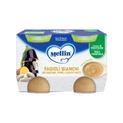 Mellin Omogeneizzato fagioli bianchi e melanzane 2 pezzi da130 g –