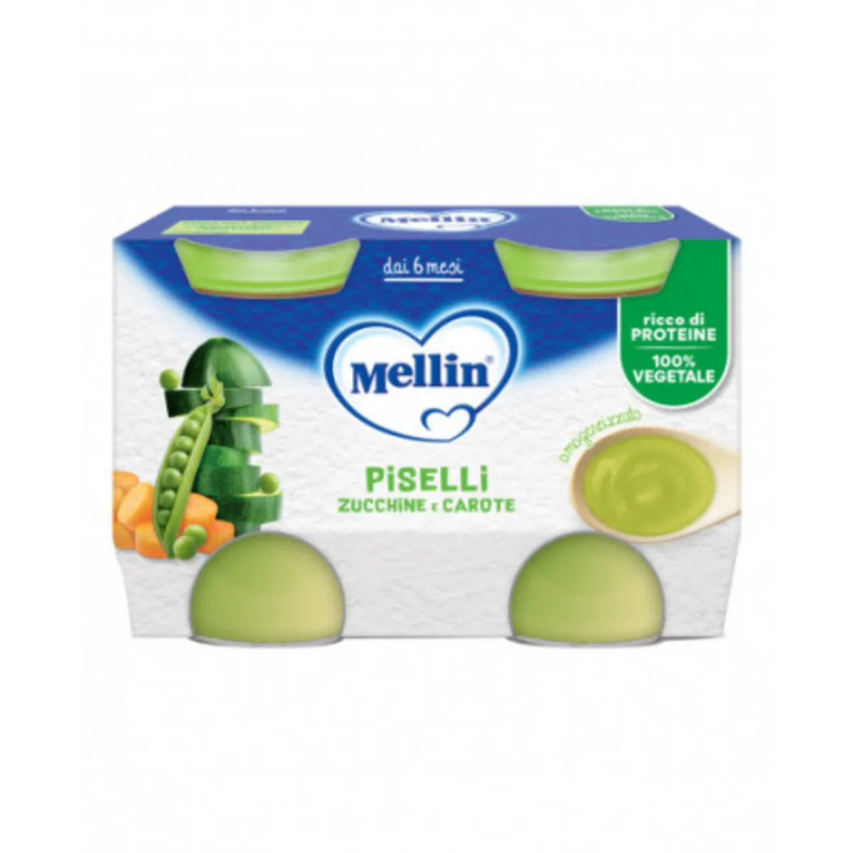 Mellin Omogeneizzato piselli e carote 2 pezzi da 130 g –