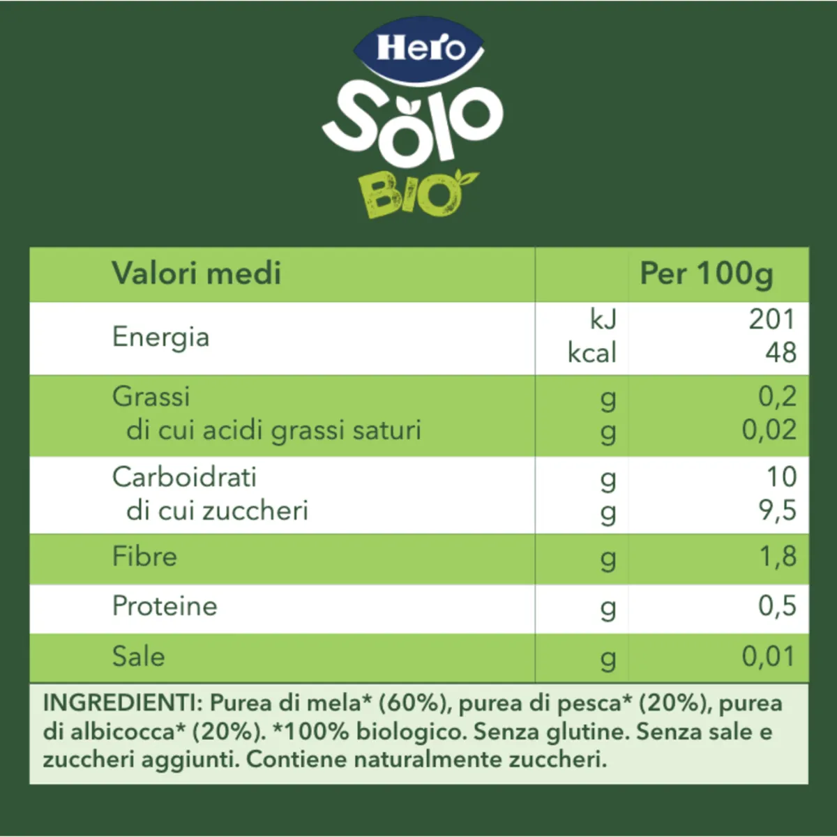 Hero Omogeneizzato solo mela pesca albicocca 4x120g –