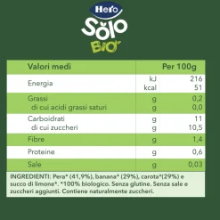 Hero Omogeneizzato solo pera banana carota 4x120g –