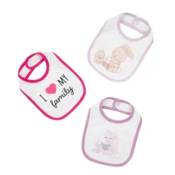 Mawi Pack 3 bavaglini bimba bianco/rosa/viola