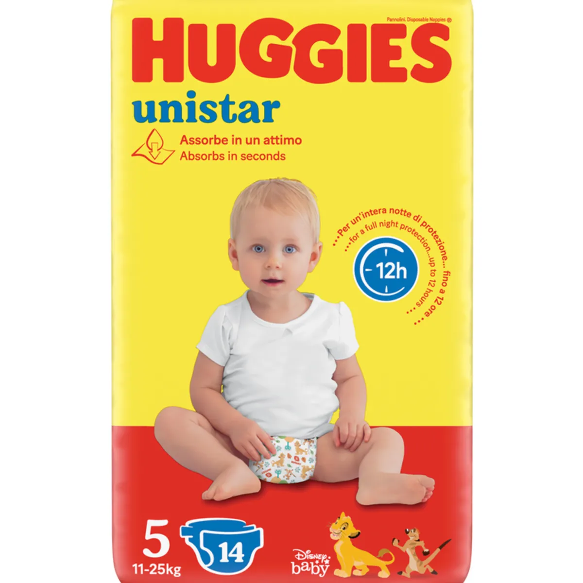 Huggies Pannolini unistar 5 pacco singolo 11-25kg – 14 pz –