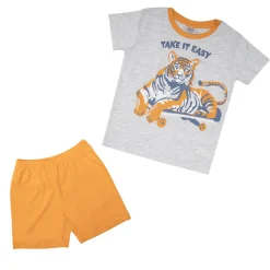 Mawi Pigiama 2 pezzi estivo bimbo grigio/arancio “tiger”