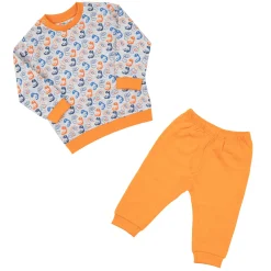 Mawi Pigiama due pezzi bimbo bicolor arancio/grigio stampato